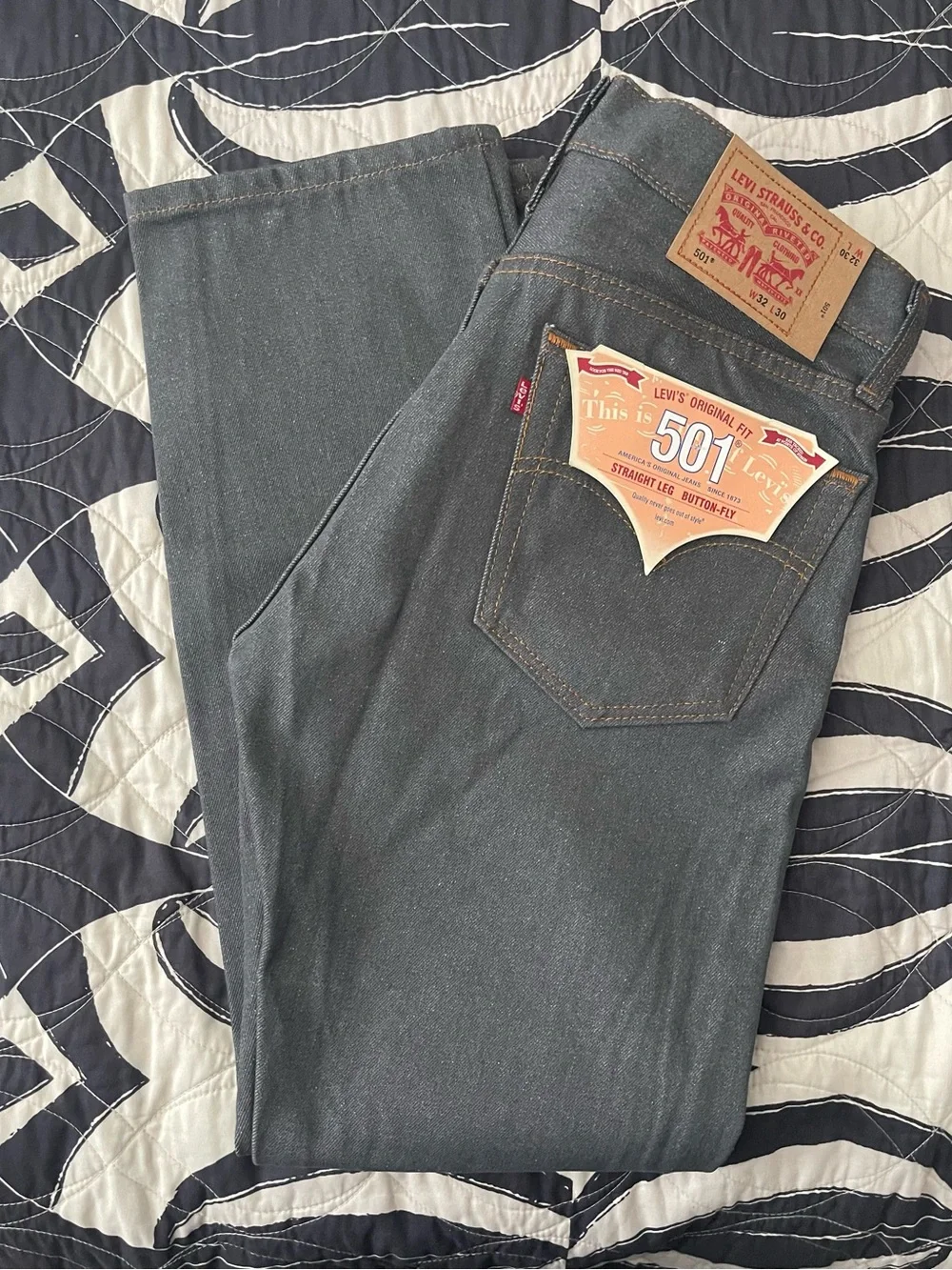 Levi’s 501 Original Fit Straight Leg Jeans W32 L30 Dark Gray NWT